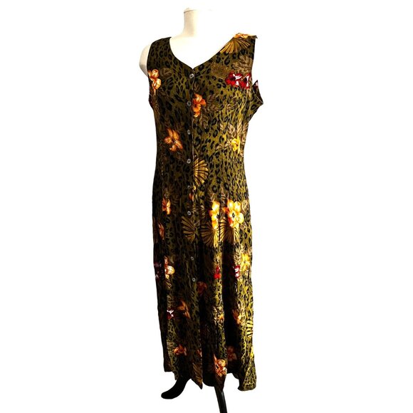 Vintage Floral Racerback Boho Maxi Dress Sz 12 by Scarlett Green Animal Print - Picture 4 of 15